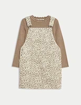 2pc Pure Cotton Leopard Pinafore Outfit (2-8 Yrs)