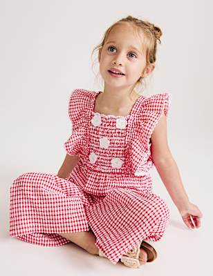 Pure Cotton Gingham Jumpsuit (2-10 Yrs)