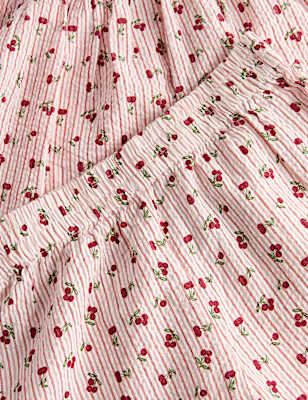 2 Piece Pure Cotton Cherry Striped Outfit (2-10 Yrs)