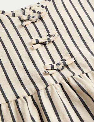 Pure Cotton Striped Bow Dress (2-8 Yrs)