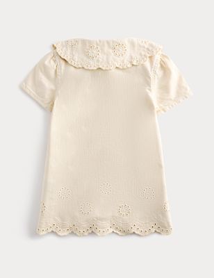 Cotton Rich Broderie Collar Dress (2-10 Yrs)