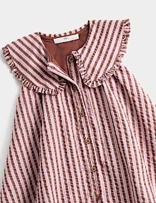 Pure Cotton Stripe Collared Dress (2-8 Yrs)