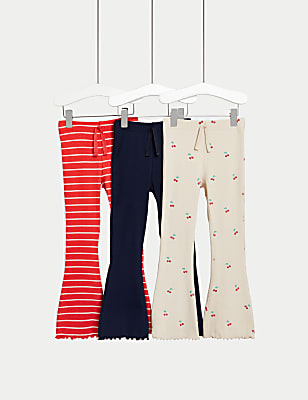 3-Pk Cotton Rich Flared Leggings (2-8 Yrs)