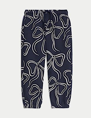 Cotton Rich Bow Print Joggers (2-8 Yrs)