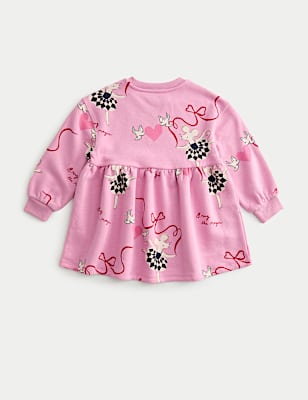 Cotton Rich Printed Sweatshirt Dress (2-8 Yrs)