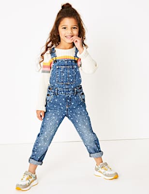 Cotton Lazer Heart Dungarees (2-7 Yrs)