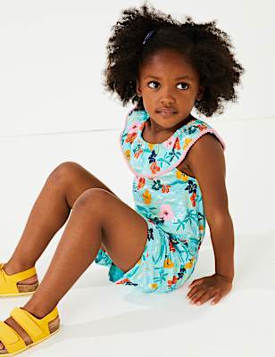 Pure Cotton Hawaiian Print Playsuit (2-7 Yrs)