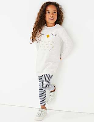 2 Piece Owl Print Striped Outfit (3 Months - 7 Years)