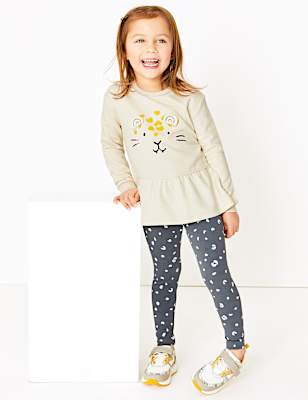 2 Piece Leopard Sweat Top & Leggings (2-7 Yrs)