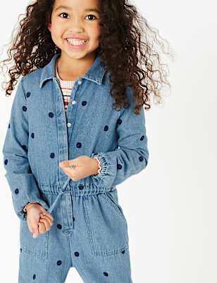 Embroidered Chambray Boilersuit (2-7 Years)