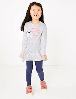 Cotton Rich Unicorn Dress & Leggings Outfit (2-7 Yrs)