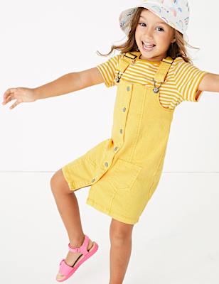 Cotton Pinny Dress & T-Shirt Outfit Set (2-7 Yrs)