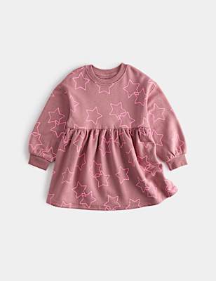 Cotton Rich Star Sweatshirt Dress (2-8 Yrs)