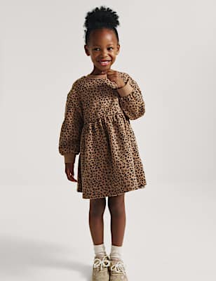 Cotton Rich Leopard Print Sweatdress (2-8 Yrs)