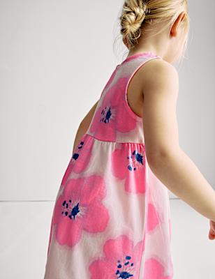 Pure Cotton Hibiscus Dress (2-8 Yrs)