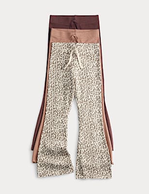 3pk Leopard Print Kickflare Leggings (2-8 Yrs)