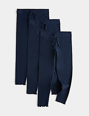 3 Pack Cotton Rich Ribbed Leggings (2-8 Yrs)