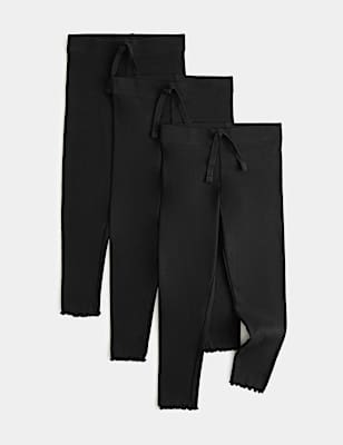 3 Pack Cotton Rich Ribbed Leggings (2-8 Yrs)