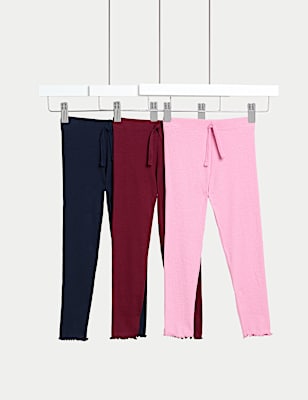 3pk Cotton Rich Ribbed Leggings (2-8 Yrs)