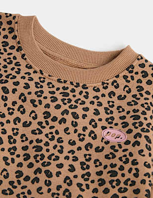 2 Piece Cotton Rich Leopard Print Jogger Set (2-8 Yrs)