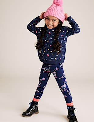 Cotton Rich Dinosaur Print Leggings (2-7 Yrs)