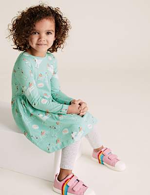 Pure Cotton Unicorn Print Dress (2-7 Yrs)