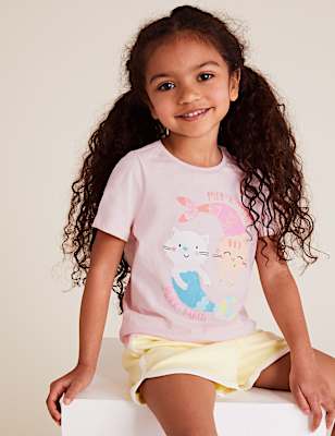 Organic Cotton Mer-Kitten Slogan T-Shirt