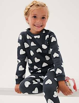 Cotton Rich Heart Print Sweatshirt (2-7 Yrs)