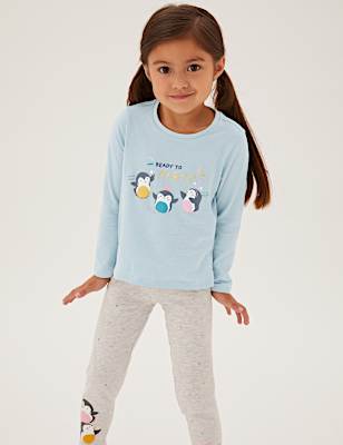 Pure Cotton Penguin Print Top (2-7 Yrs)