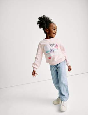 Wide Leg Denim Striped Jeans (2-16 Yrs)