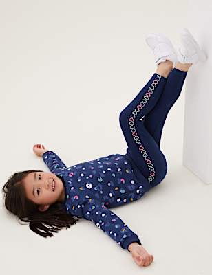 Cotton Rich Heart Print Leggings (2-7 Yrs)