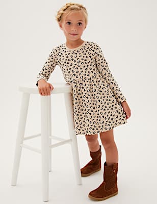 Pure Cotton Leopard Print Dress (2-7 Yrs)