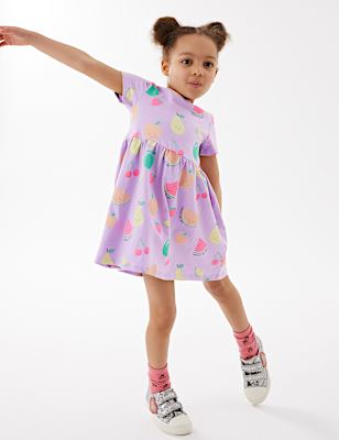 Pure Cotton Fruit Print Dress (2 - 7 Yrs)