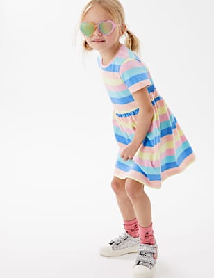 Pure Cotton Striped Dress (2-7 Yrs)