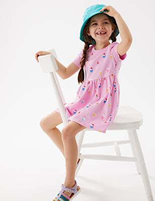 Pure Cotton Ice Cream Print Dress (2-7 Yrs)