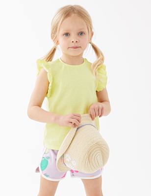 Pure Cotton Frill Detail T-Shirt (2-7 Yrs)