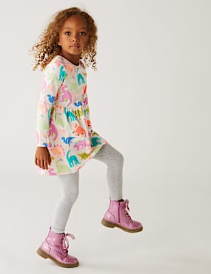 Pure Cotton Dinosaur Print Dress (2-7 Yrs)