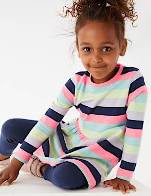 Cotton Rich Striped Dress (2-7 Yrs)