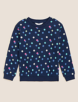 Cotton Rich Spot Print Sweatshirt