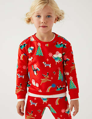 Cotton Rich Christmas Print Sweatshirt