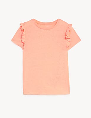 Cotton Blend Frill T-Shirt