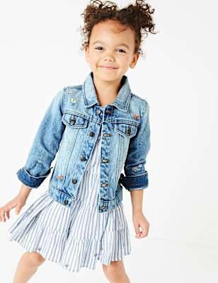 Denim Floral Embroidered Jacket