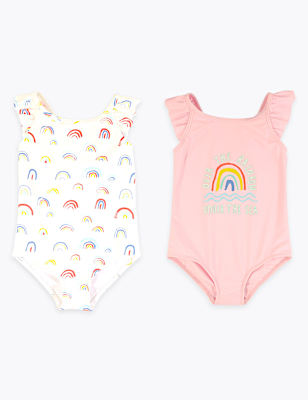 2 Pack Rainbow Print Swimsuits (2-7 Yrs)