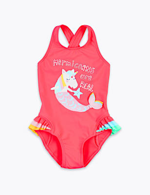Mermicorns are Real' Slogan Swimsuit (2-7 Yrs)