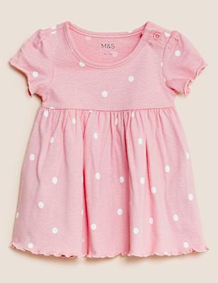 Pure Cotton Polka Dot Dress (0-3 Yrs)