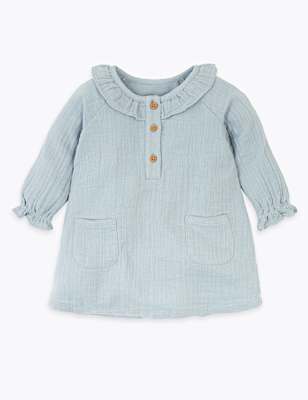 Cotton Frill Collar Woven Dress (0-3 Yrs)