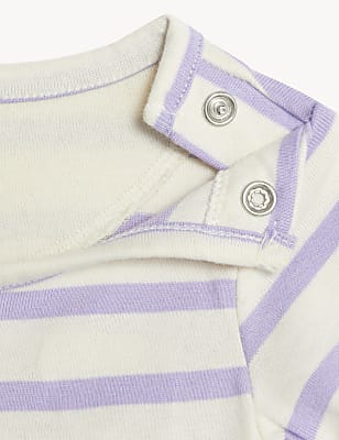 Pure Cotton Stripes Round Neck Dress