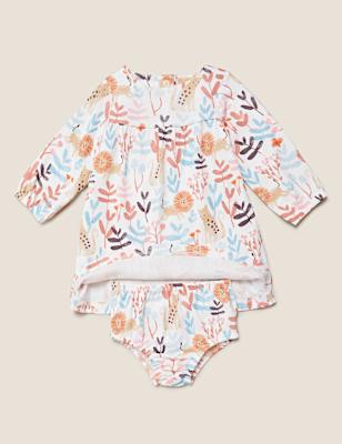 2pc Pure Cotton Tropical Dress and Knickers