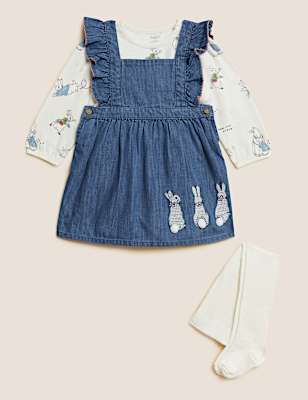 3pc Cotton Rich Peter Rabbit&trade; Pinny Outfit