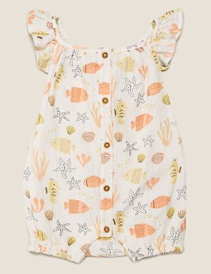 Pure Cotton Sea Life Print Playsuit